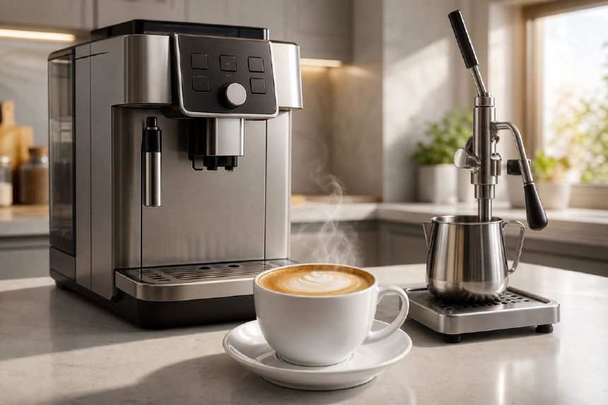 Cappuccino preparat cu sistem automat de spumare