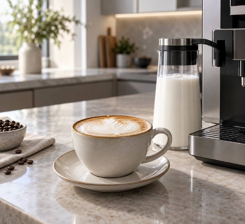 Cappuccino si carafa pentru spumarea automata a laptelui