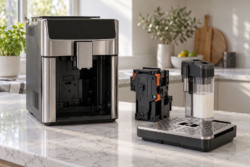 Componente detasabile pentru curatarea unui espressor automat