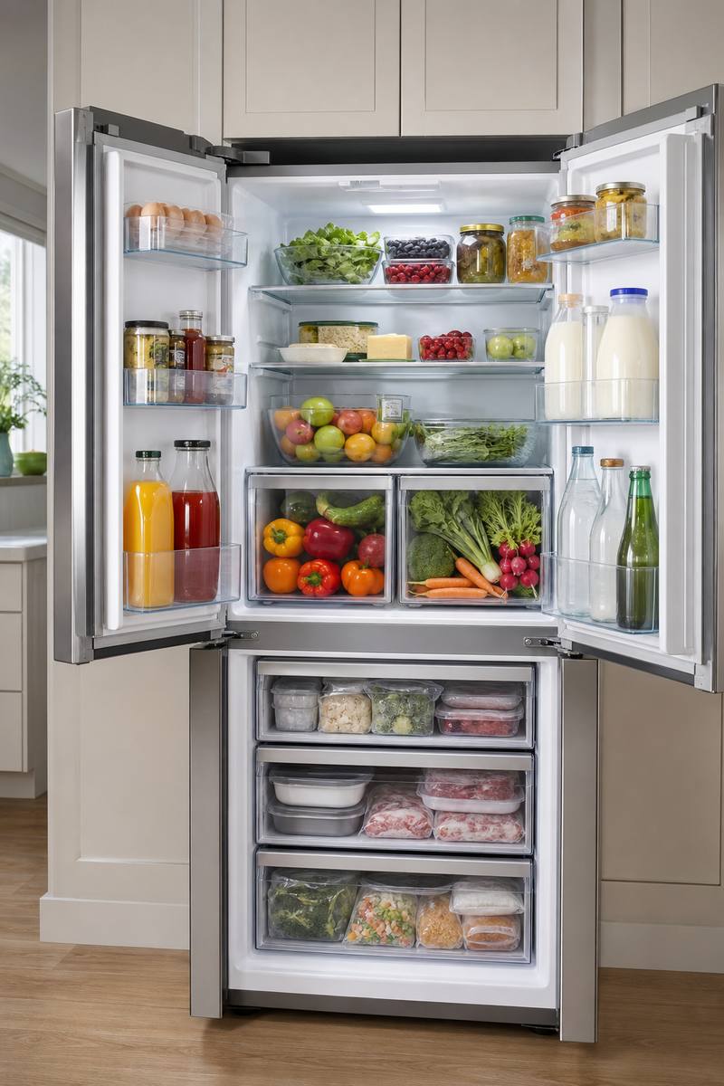 Interior organizat al unei combine frigorifice No Frost