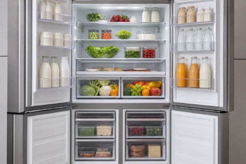 Interior organizat al unei combine frigorifice No Frost