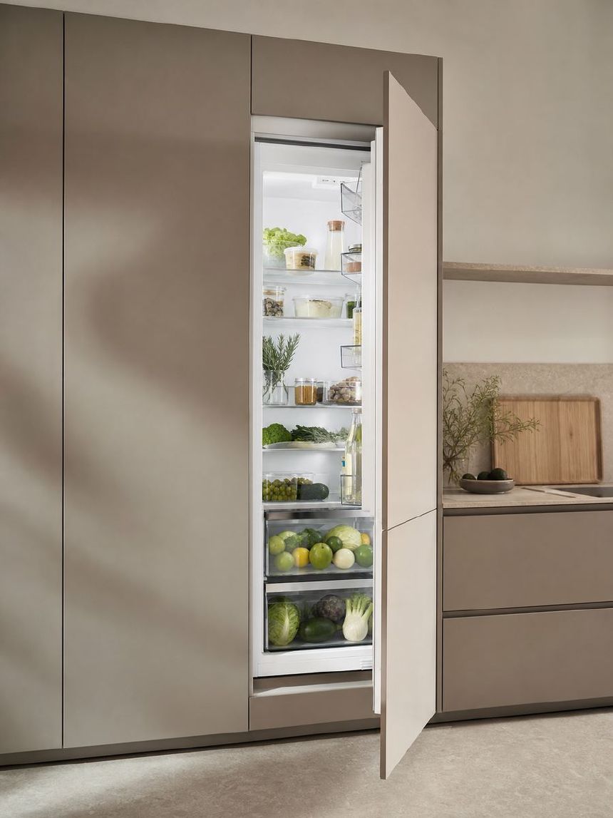 frigider incorporabil montat in mobilier