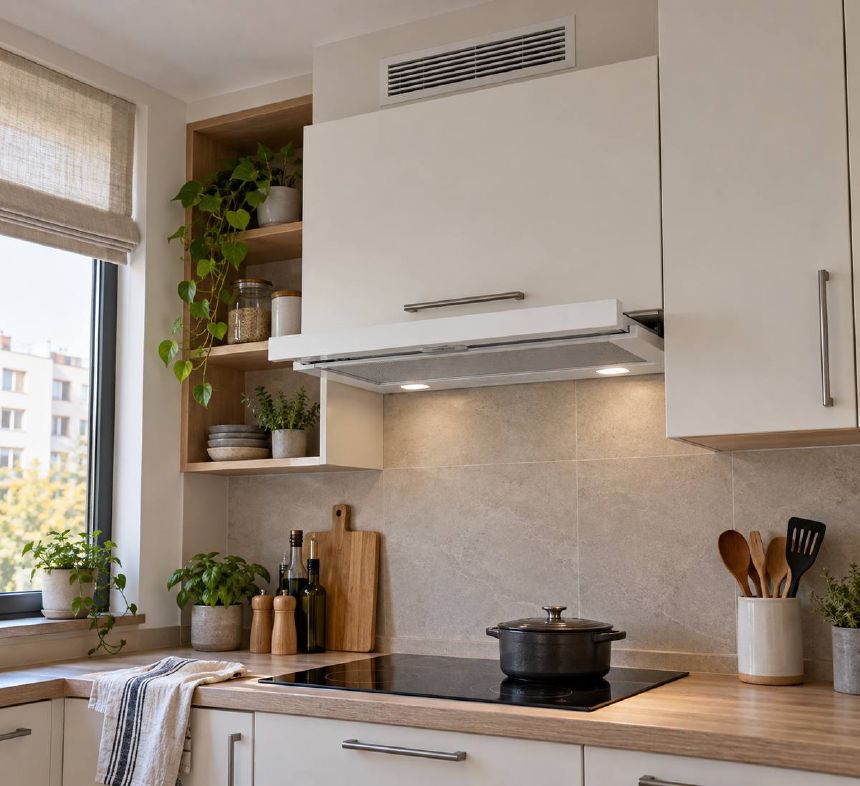 Hota telescopica intr-o bucatarie de apartament
