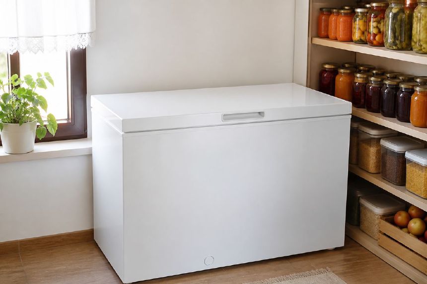 Lada frigorifica alba intr-o camara bine organizata