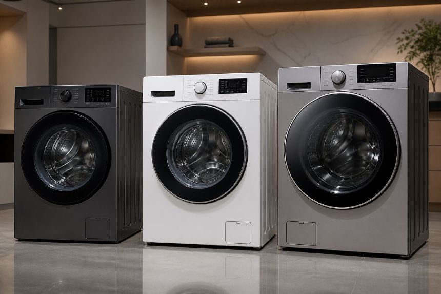 Trei masini de spalat comparate intr-un showroom