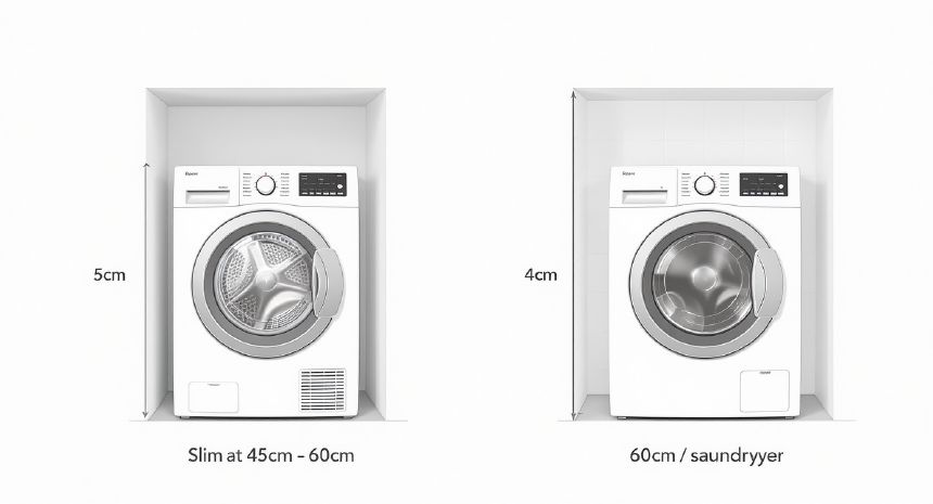 Uscator de rufe slim 45 cm versus full size 60 cm dimensiuni comparate
